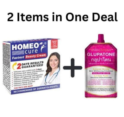 Homeocure Beauty Cream And Glupatone Skin Whitening Emulsion
