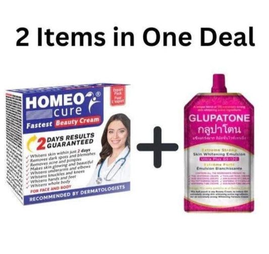 Homeocure Beauty Cream And Glupatone Skin Whitening Emulsion